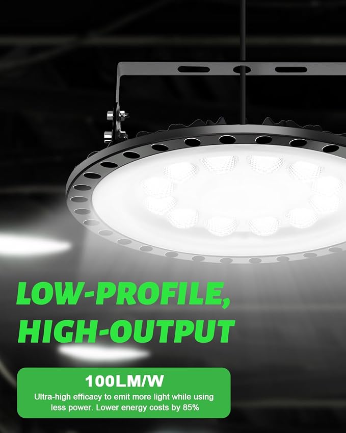 Viugreum High Bay LED Shop Lights, 100W UFO LED High Bay Light 10, 000LM 120V - Image 2