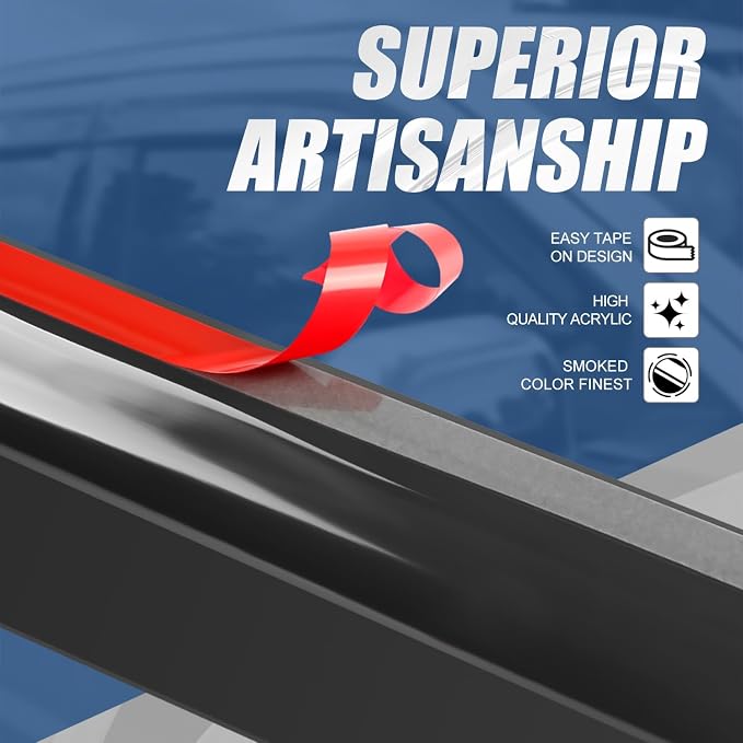Auto Dynasty 4PCS Carbon Fiber Pattern Window Visors Compatible - Image 2