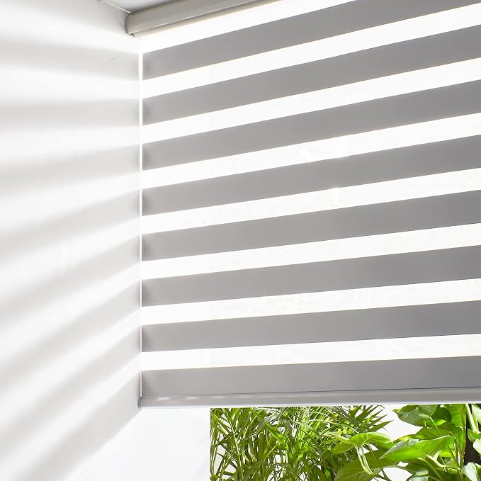 Persilux Zebra Blinds for Windows, Cordless Roller Blinds Light Filtering Sheer by PersiluxHome