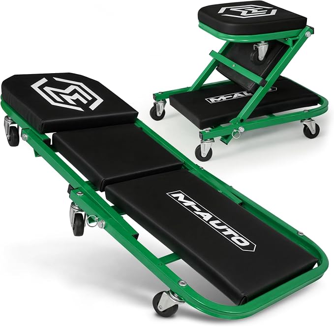 M-AUTO Foldable Z Creeper 2-in-1 Rolling Folding Car Creeper & Seat, 330LBS by M-AUTO