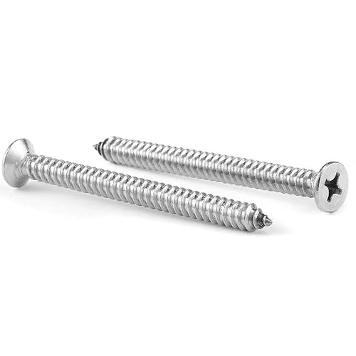 #10 x 2" Wood Screw 100Pcs 18-8 Stainless Steel Screws Flat Head Phillips Fast by SGTZH