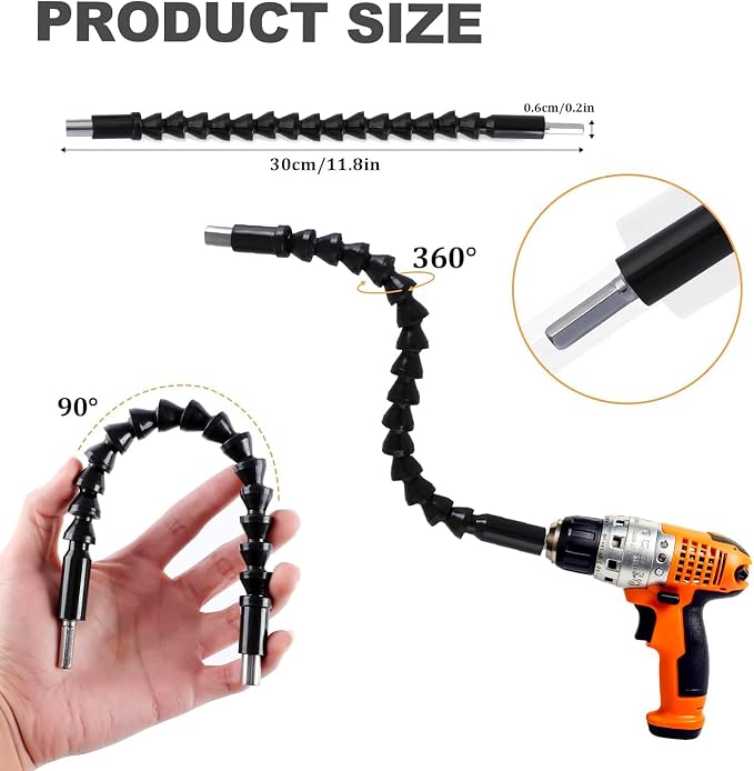 17Pcs Flexible Drill Bit Extension, Include 3Pcs Rotatable Socket Adapter 2Pcs - Image 3