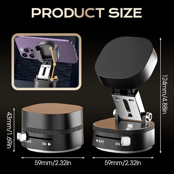 360° Adjustable Vacuum Magnetic Phone Holder, Upgraded Strong Suction Portable - Image 4