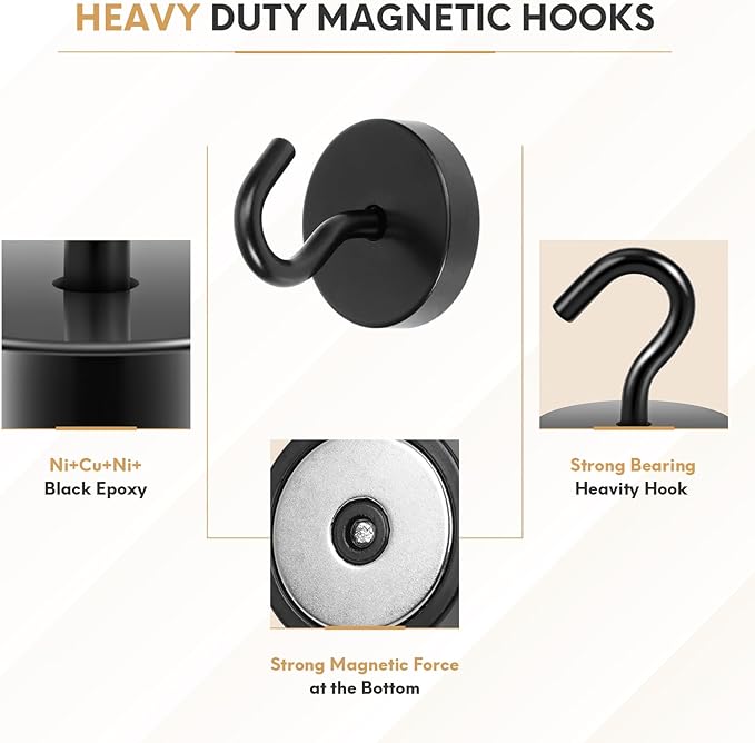 Neosmuk Magnetic Hooks, Cruise Ship Essentials, 120lb+ Heavy Duty Magnetic Hooks - Image 5