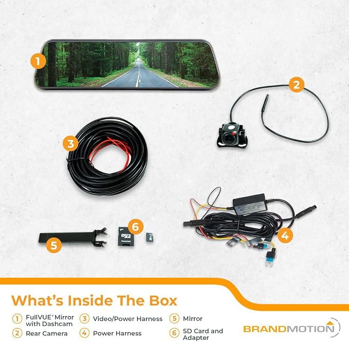 Brandmotion FullVUE Mirror and Camera System FVMR-1100 | Front Dash Cam and - Image 3