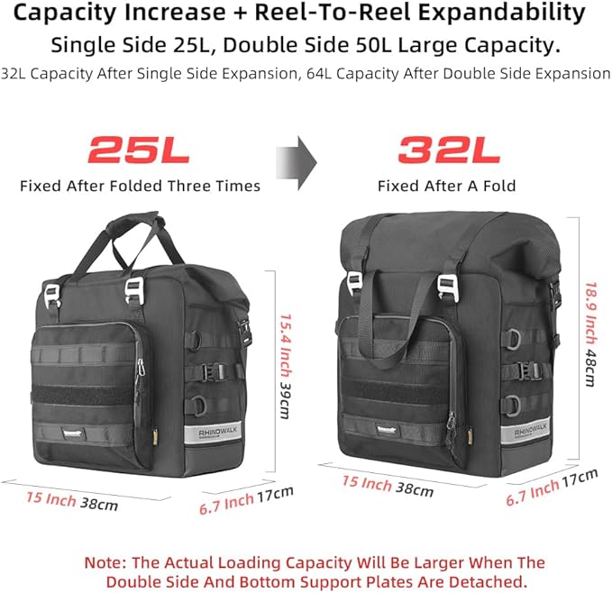 Rhinowalk Motorcycle Saddle Bag Waterproof Motor Pannier Bag Luggage Pack Quick - Image 3