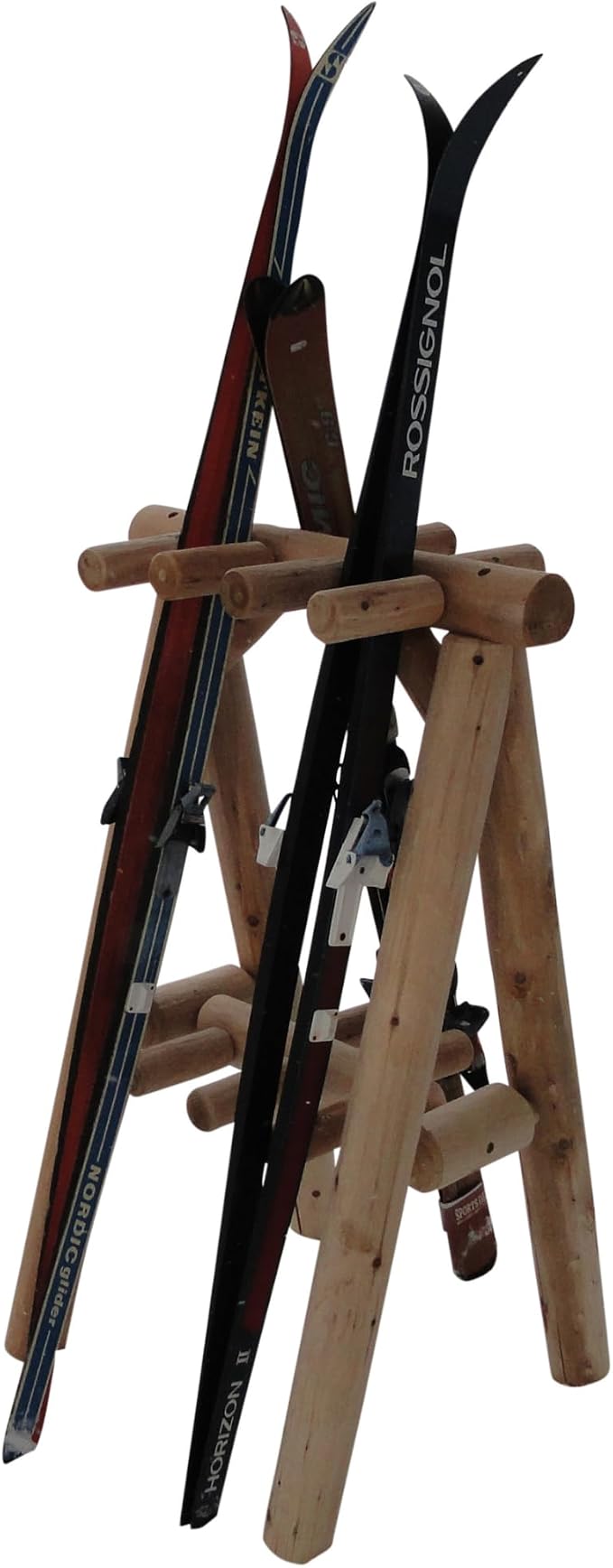 9-Place Freestanding Log Ski Rack Holder, Indoor & Outdoor Snowboard Racks - Image 6