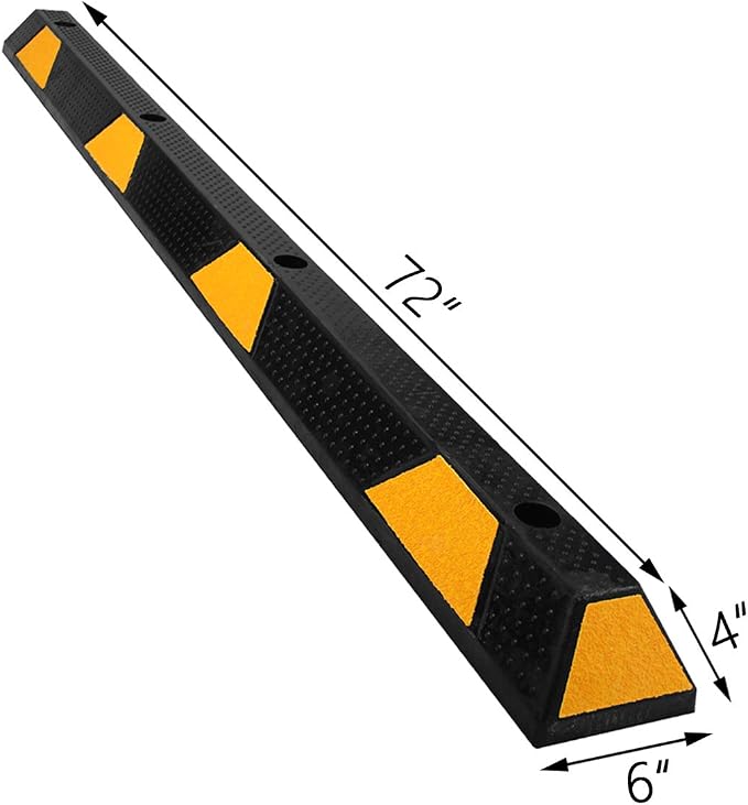 Heavy Duty Rubber Parking Curb Target High Reflective Yellow Safety Stripes - Image 2
