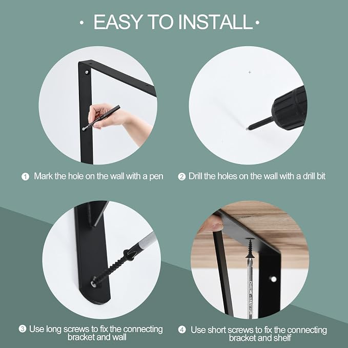 12 Pack L16 x H 10" Black Heavy Duty Shelf Brackets - Image 3