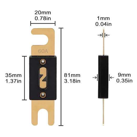 60A ANL Fuse 60 Amp Inline Blade Fuses 32V - Image 2