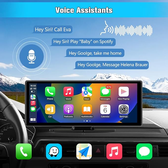 10.26" Portable Carplay Screen for Car, Wireless Carplay & Android Auto Car - Image 3