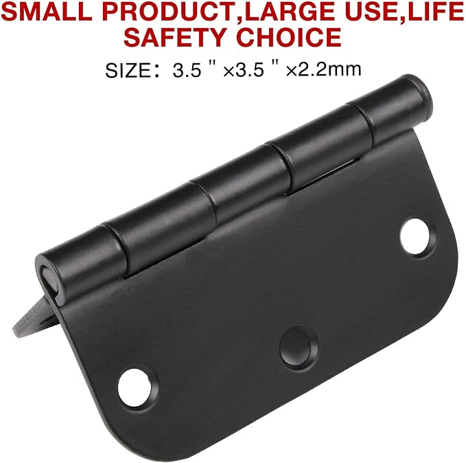 24 Pack Matte Black Door Hinges 3.5 x 3.5 Inch Interior 3 1/2 Inch Door Hinges - Image 3