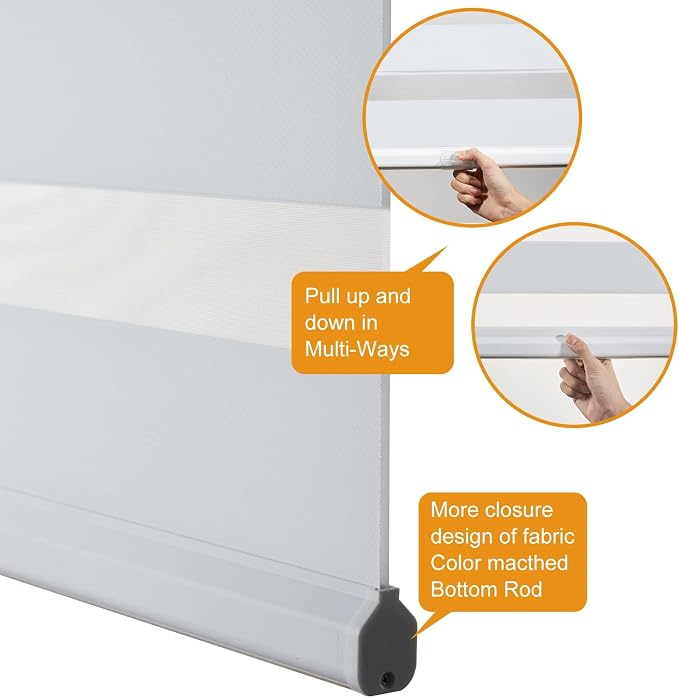 Persilux Cordless Zebra Blinds for Windows Shades Dual Layer Fabric for Day and - Image 3