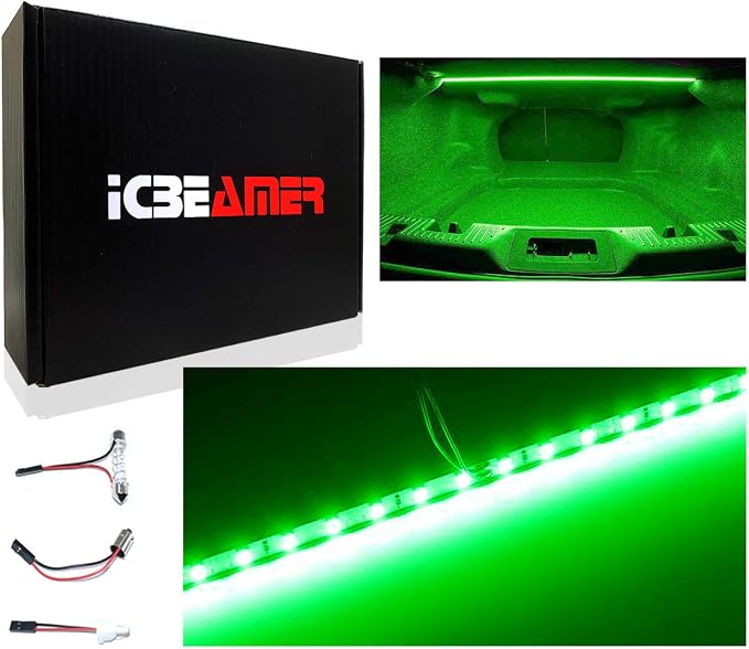 ICBEAMER 12" Green 18 SMDs 2835 LED Strip Light Universal Fit Car Trunk Cargo by ICBEAMER