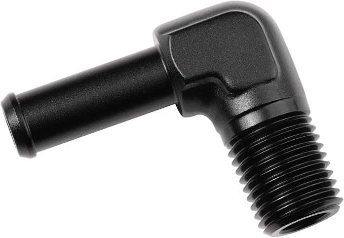 1/4 NPT Male to 3/8" Hose Barb Fitting Adapter 90 Degree Elbow Aluminum Black by Podavelle