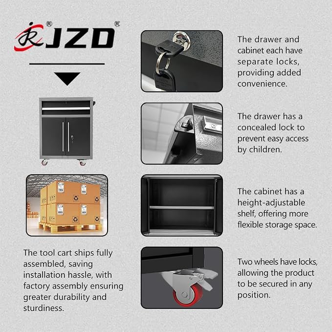 JZD Garage Workbench Set, Metal Tool Cabinet System - Image 7