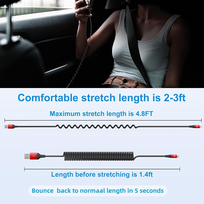 2 Pack Coiled Lightning Cable 3ft, iPhone Charger Cable - Image 6