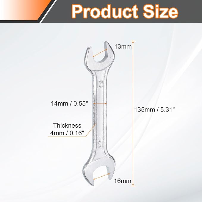 HARFINGTON 2pcs Double Open End Wrench 13mm x 16mm Metric 15 Degree Offset - Image 2