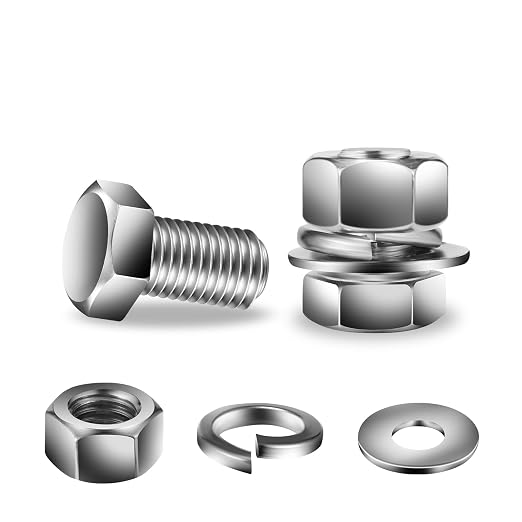 5/16-18 x 3/4" Hex Head Screw Bolt, Flat & Lock Washers, Fully Threaded by SGTZH