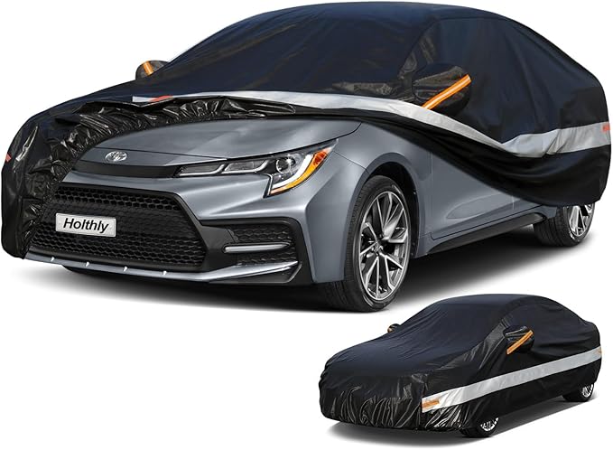 10 Layers Car Cover Custom Fit for Toyota Corolla Sedan Waterproof All Weather by Holthly