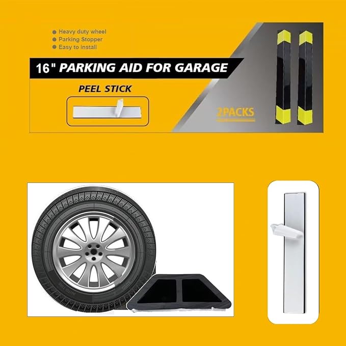 16" Heavy Duty Parking Aid for Garage, Car Parking Stopper for Garage 2 Pack - Image 4