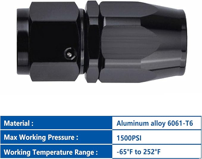 LokoCar 6AN Hose End Fitting 0 Degree Straight Swivel - Image 3