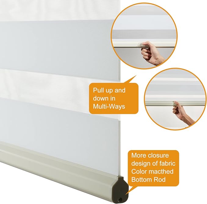 Persilux Cordless Zebra Blinds for Windows Free-Stop Roller Window Shades Dual - Image 3