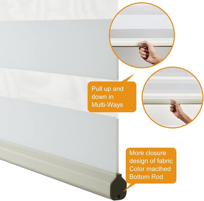 Persilux Cordless Zebra Blinds for Windows Free-Stop Window Shades Dual Layer - Image 3