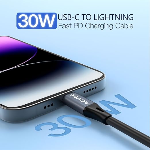 AGVEE 2 Pack 3ft Coiled Short USB-C to Lightning Charging Cable 30W PD Fast - Image 2