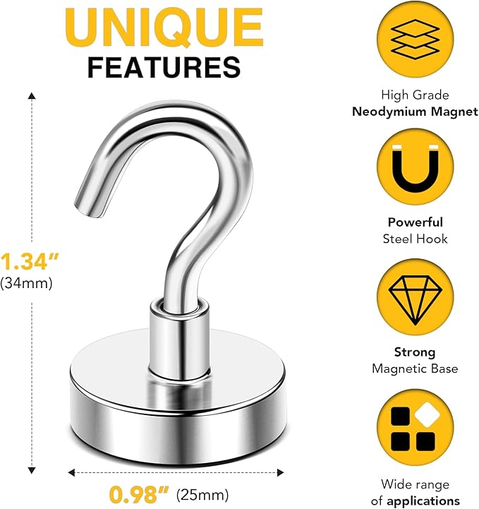 DIYMAG Magnetic Hooks, 80 LB Heavy Duty Strong Magnet - Image 2