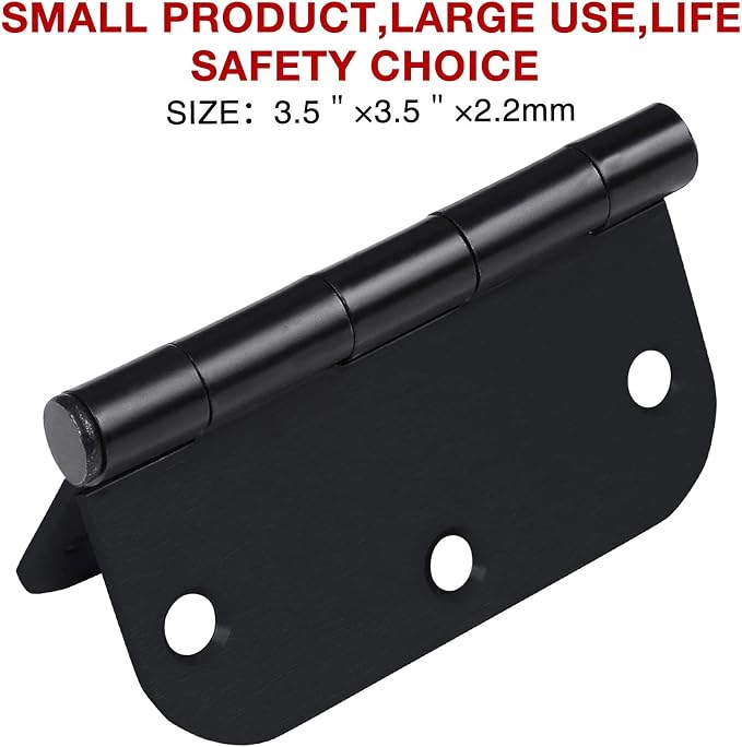 Rounded Door Hinges 3-1/2" x 3.5 Inch, 5/8 Radius, Matte Black 3 ½" 36 Pack No - Image 5