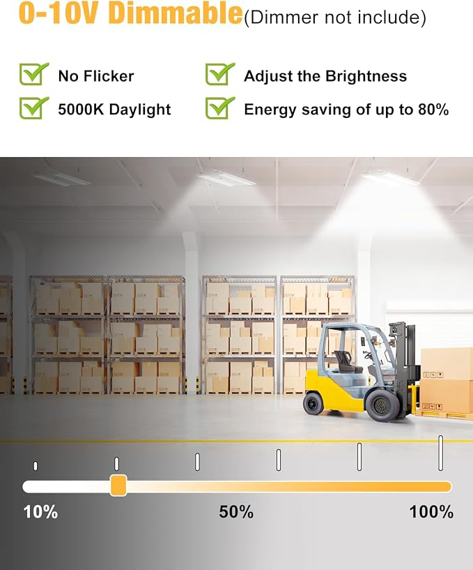 LED Linear High Bay Light, 130W 19500LM High Bay LED Shop Lights, 0-10V - Image 6