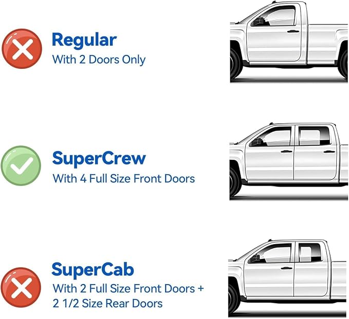 Window Visors Rain Guards for 2015-2025 Ford F150 SuperCrew, Out-Channel Sun - Image 2