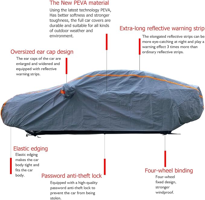KEYOOG Universal Waterproof Heavy Weight Full Car Covers, Fit SUVs, All Weather - Image 6