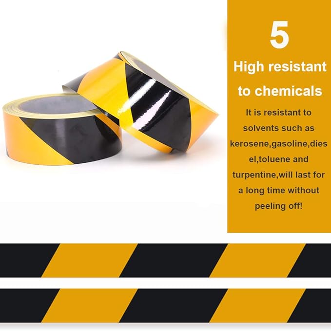 Waterproof Reflective Safety Tape Roll 2"X150' Yellow Black Striped Floor - Image 5