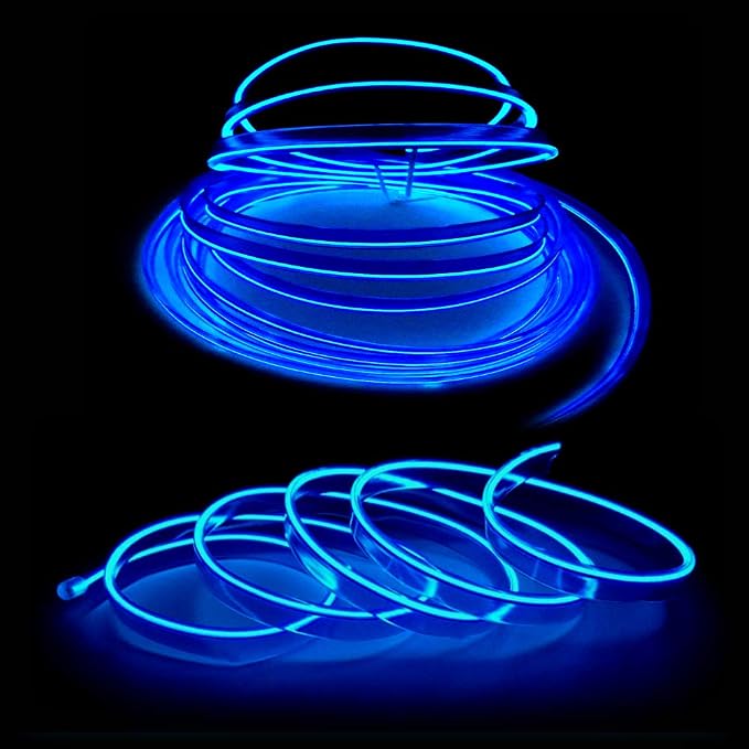 El Wire Blue Interior Car LED Strip Lights, 10M Neon Wire USB 5V - Image 3