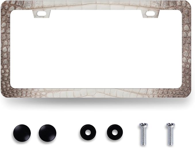 Crocodile Skin Print License Plate Frame Cool Animal Texture License Plate by MUAWUOIK