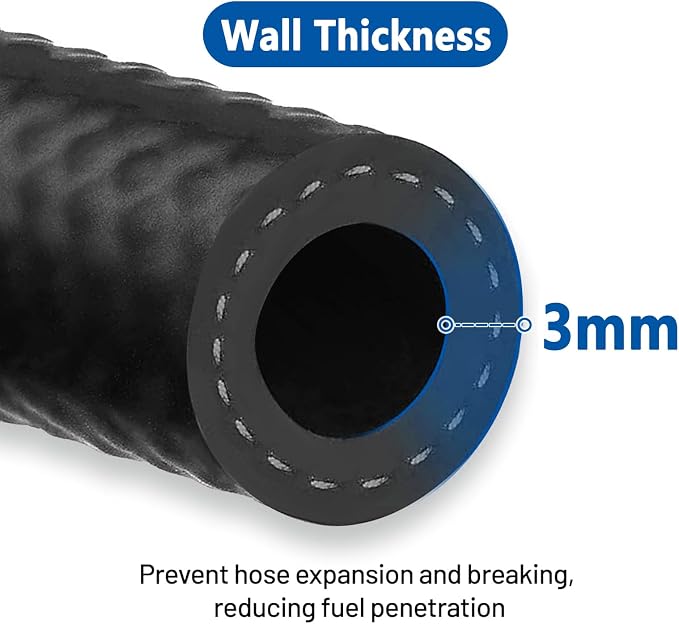 LokoCar Rubber Fuel Hose Line Push Lock 3/8" ID SAE 30R7 NBR 5ft 300PSI Black - Image 4