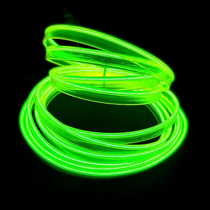 El Wire Lemon Green Interior Car LED Strip Lights, 3M Neon Wire USB 5V - Image 3
