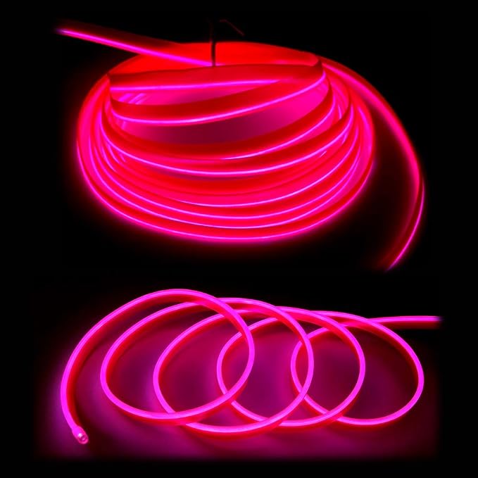 El Wire Pink Interior Car LED Strip Lights, 5M Neon Wire USB 5V - Image 3