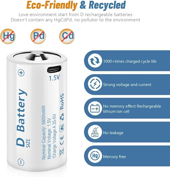 1.5V D Size Cell Battery for Flashlight Toys & floodlight, Lithium D Batteries - Image 5