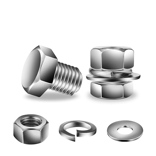 3/8-16 x 1/2" Hex Head Screw Bolt, Flat & Lock Washers, Fully Threaded by SGTZH