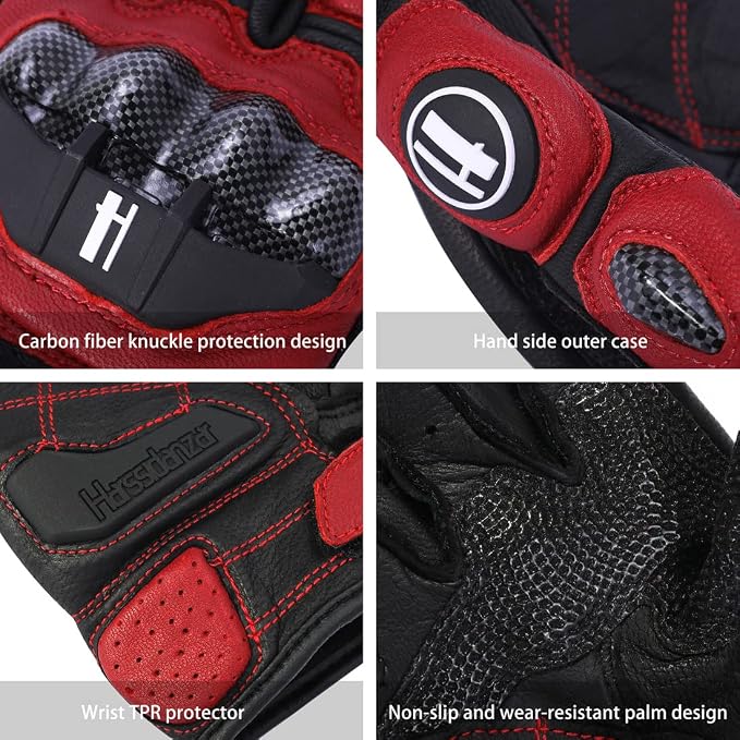 Harssidanzar Breathable Leather Motorcycle Gloves Touchscreen - Image 4