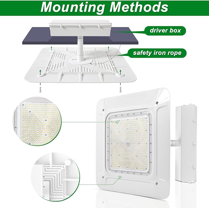 OSTEK LED Gas Station Canopy Light, 180W Carport Ceiling Light 5700K, Outdoor - Image 3