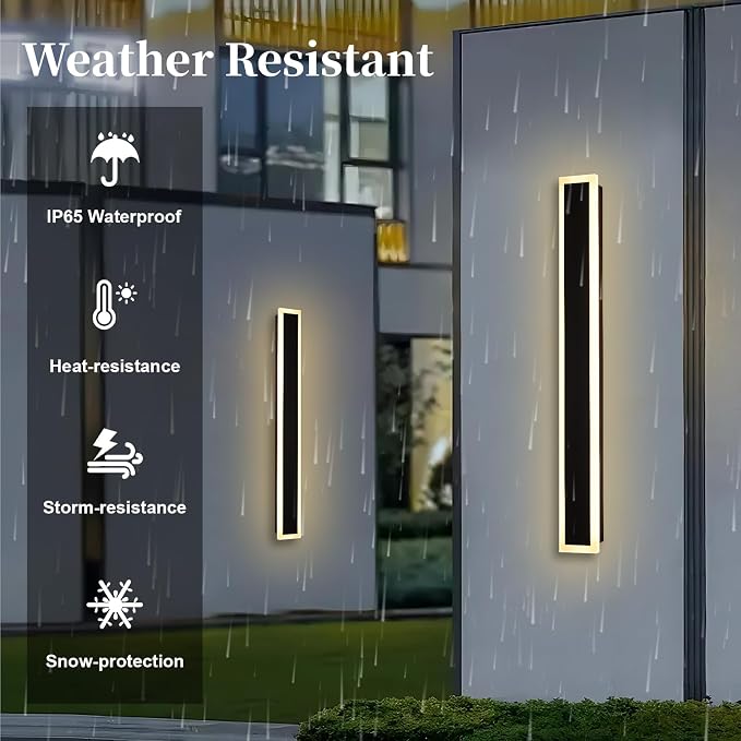 2 Pack Modern Outdoor Long Wall Lights Fixture, 40 inch Outdoor LED Wall Sconce - Image 2