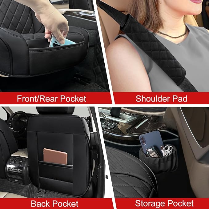Leather Car Seat Covers Full Set, Unique Rear Design Easy to Install Car Seat - Image 5