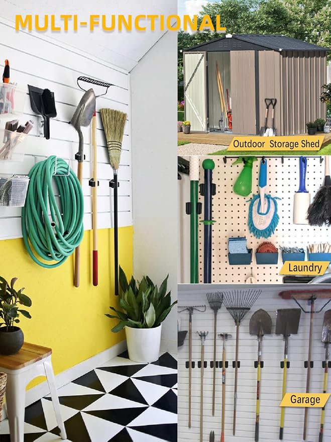 Magnetic Broom Holder for Refrigerator, No Drilling Magnetic Broom Holder Black - Image 6