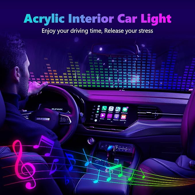 Acrylic Interior Car LED Strip Light, AMKI Dreamcolor Car Neon Light - Image 2