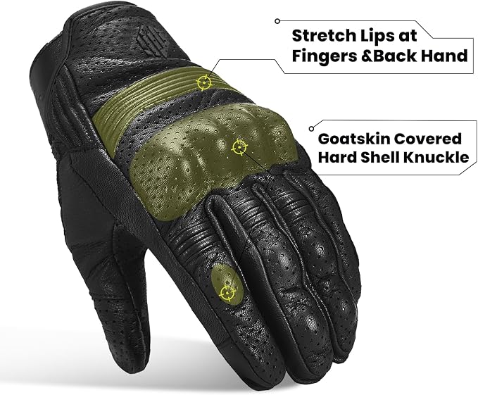 ILM Goatskin Leather Motorcycle Motorbike Powersports Racing Gloves Touchscreen - Image 5