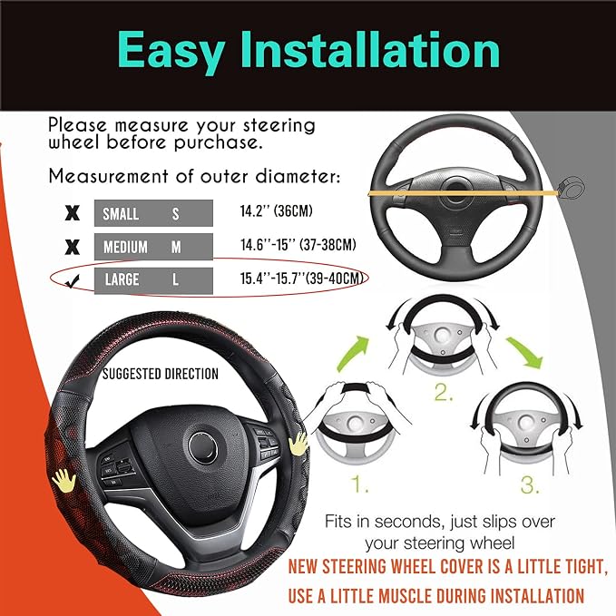 PINCTROT Large Size Steering Wheel Cover Great Grip - Image 6